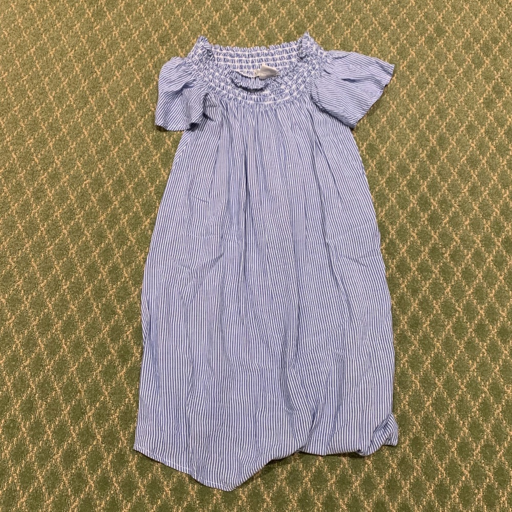 Striped off the shoulder mini dress